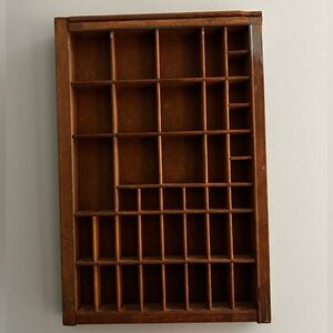 Vintage wooden printer trinket shelf 11x17”